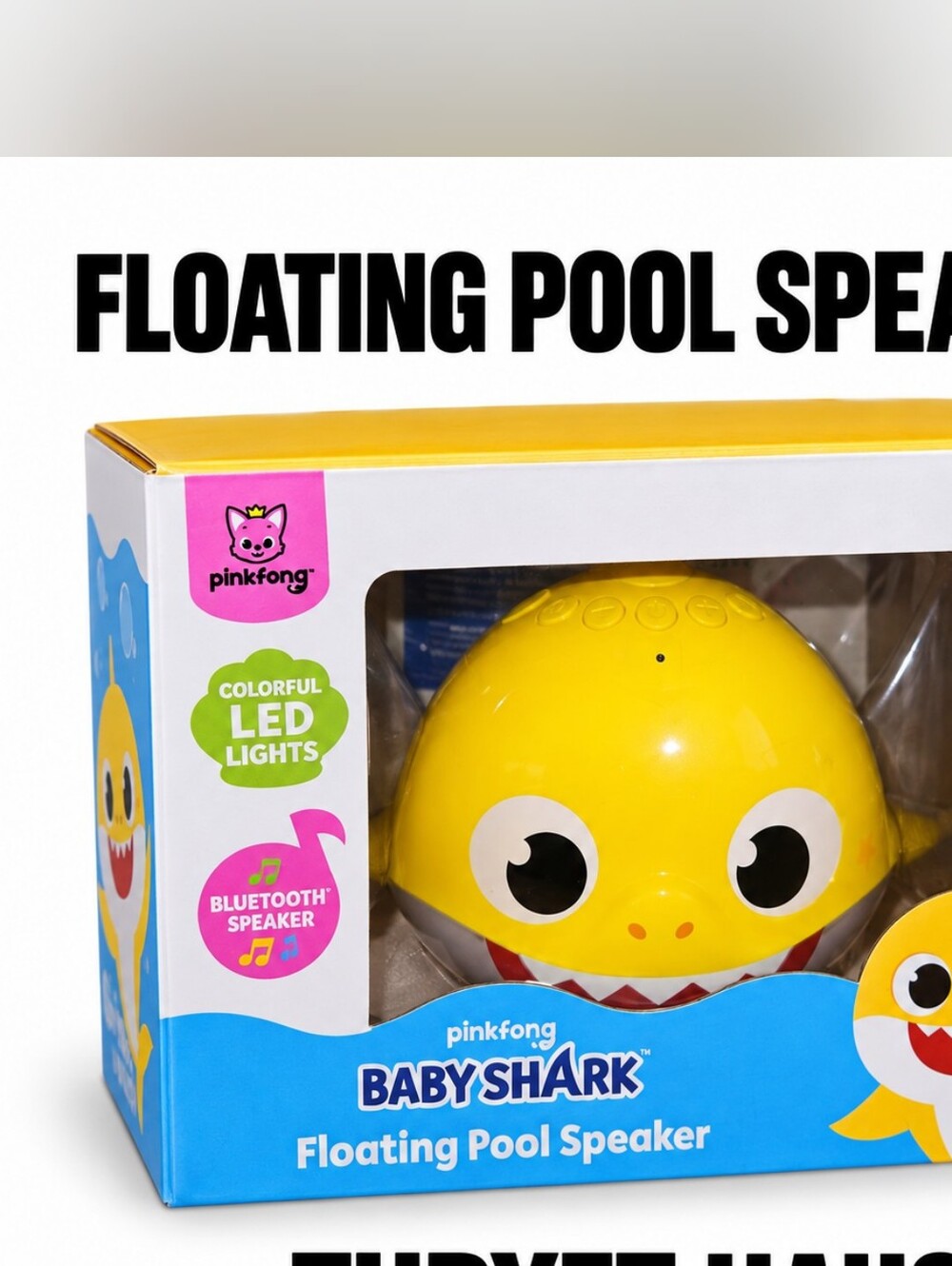 Baby Shark Floating Waterproof Bluetooth Pool Speaker IPX7 LED New
